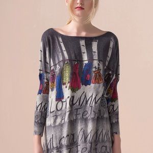 Gray Birch Trees Boatneck Tunic